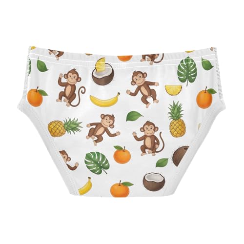 CHIFIGNO Boys Underwear Cute Monkey White Kids Boys Briefs Breathable Cotton Briefs Underwear2