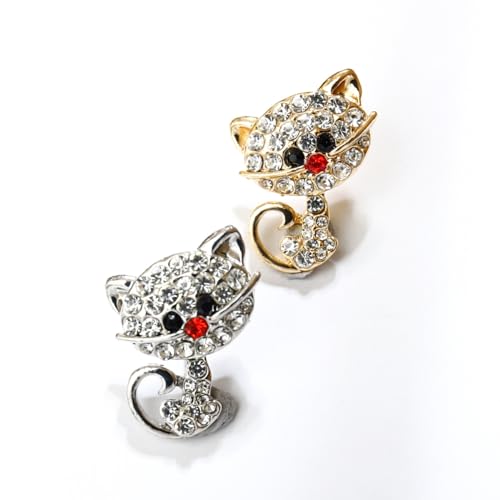 Image of Cute Cat Collar Brooch Pin for Women Girls Rhinestone Cubic Zirconia Kitten Animal Pet Lapel Pin Dress Hat Coat Backpack Badge Accessories Brooches Pins Dainty Jewelry Gifts Christmas