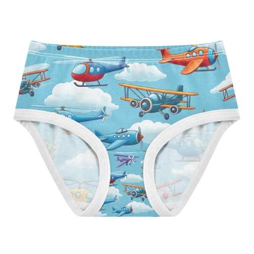 Underwear Girls, Colorful Cartoon Airplanes Toddler Panties, Cotton Underwear Girls, 2T–8 Years