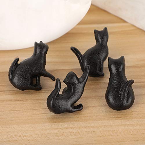 Juxyes Set Of 4 Vintage Cat Drawer Handle Pull Knobs, Antique Cast Iron Cat Shape Drawer Knobs Retro Decorative Cabinet Handle Knobs For Dresser Drawer Cupboard Cabinet #TOP3