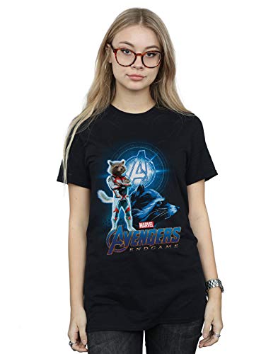 Marvel Women's Avengers Endgame Rocket Team Suit Boyfriend Fit T-Shirt Black Small