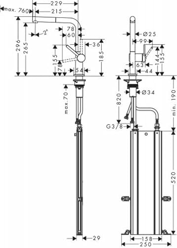 hansgrohe Talis M54 Mitigeur de cuisine 270, avec douchette extractible 1 jet, sBox, chromé, 72809000 - 2