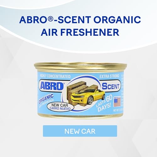 Image of ABRO Car Air Freshener Cans: Spill Proof Air Fresheners for Home, Office, or Car Accessories, Lasts Up to 60 Days - 3 Pack New Car Scent