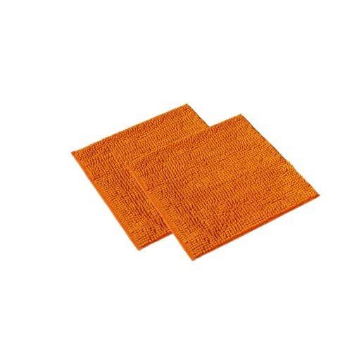 WohnDirect Badematten Set 2 teilig - Orange 45 x 45 cm - rutschfest & Waschbar - Badvorleger,...