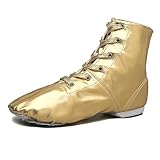 MSMAX Jazz Dance Shoes for Girls PU Costume Boots for Boys Golden 1 Little Kid