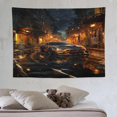 Voiture de sport tenture murale 150x200: grand tissu imprimé et décoration artistique
