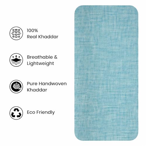 Image of Unstitched Cotton Fabric for Men and Women - Light Weight Self Pattern Khadi Cotton Fabric Material (5 Meter, Light Blue)