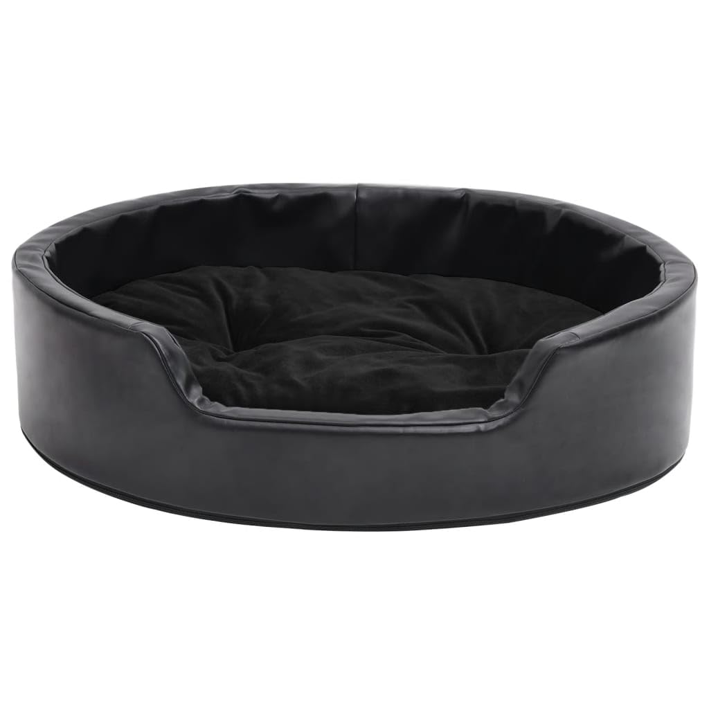 Cuccia per cani nera, 69 x 59 x 19 cm, peluche e ecopelle, cuscino antiscivolo, lavabile, divano delicato sulle articolazioni, ideale per cuccioli, animali domestici, interni ed esterni