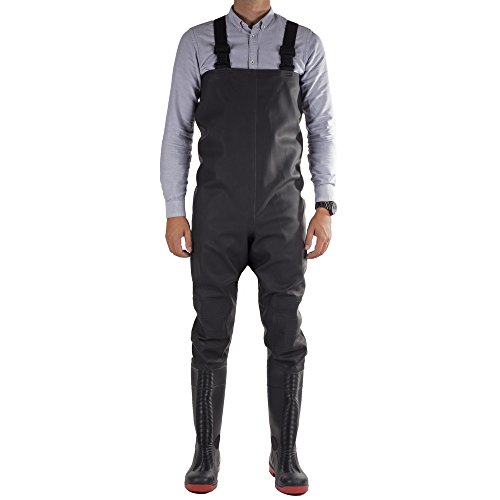 Amblers Mens Danube Reinforced Chest Safety Wader (10 UK) (Black/Red) - Image 2