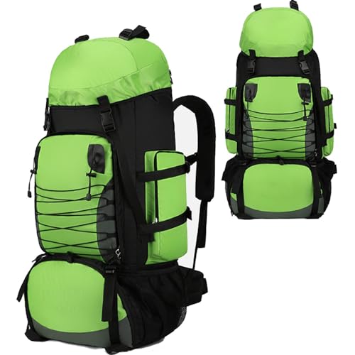 ILOOXI 90L Wanderrucksack Ultraleichter Rucksack Camping Rucksack Outdoor Reisen Tagesrucksack Rucksack Für Männer Frauen Bergsteigen Und Reisen Sport(Light Green)