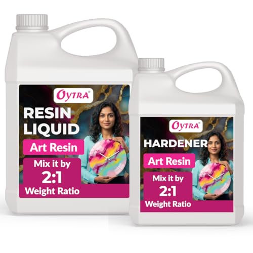 Image of Oytra Resin Art Liquid Hardener for Craft Beginners Materials Kit Ultra Crystal Clear Coat Transparent Epoxy 2 1 Ratio Bubble Release Artists Jewellery Set Casting Tabletop DIY Project (7.5 Kg)