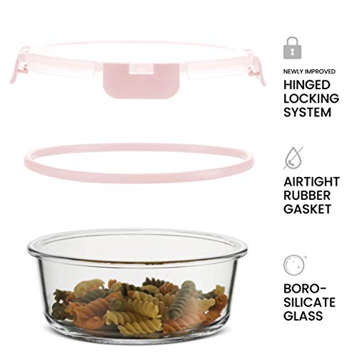 FineDine 24 Piece Glass Storage Containers with Lids - Leak Proof, Dishwasher Safe Glass Food Storage Containers for Meal Prep or Leftovers, Pink - Thumbnail 3