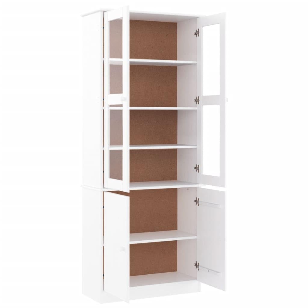 Homgoday Dekoracja mebli, wysoka biała witryna 77 x 35 x 186,5 cm lite drewno sosnowe meble do wnętrz/na zewnątrz do salonu biura