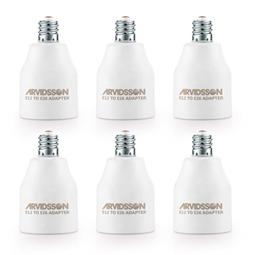 E12 TO E26 Adapter, ARVIDSSON E12 Light Socket, E12 E26 Adapter, E12 to E26 E27 Ceiling fans Chandelier Socket, Convert E26 Base to E12 Socket (E12 to E26 - 6 Pack)