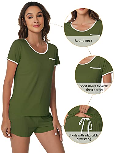 Image of WiWi Viscose from Bamboo Pajamas Set for Women Super Soft Short Sleeve Cooling Summer Plus Size Pjs Sets Sleepwear S-4X