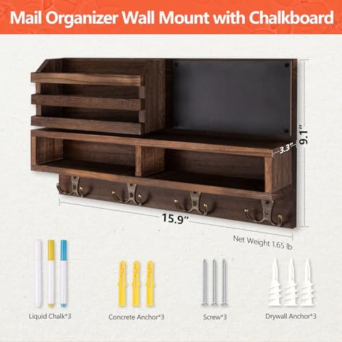 Key-Holder-for-Wall-Wall-Mounted-Mail-Holder-Wooden-with-Shelf-3-Liquid-Chalks-Chalkboard-Mail-Sorter-Organizer-Rustic-Home-Decor-Entryway-Living-Room-1598W-x-91H-x-33D-Brown