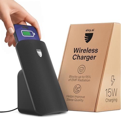 Elvy Fast Qi Wireless Charger for Cell Phones - Designed with EMF...