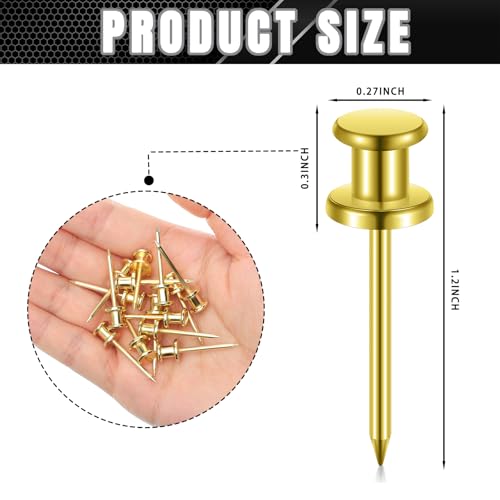 Image of Watersay 50 Pcs Double Headed Picture Hanging Nails Long Push Pins for Wall Thumb Tacks Wall Hooks Decorative Picture Hanging Nails for Home Office Photo(Gold,Gongzi)