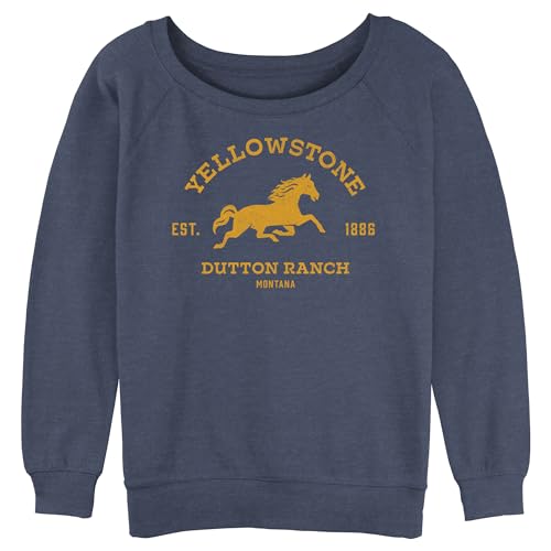 Junior's Yellowstone Dutton Ranch Horse Logo Sweatshirt - Blue Heather - Medium