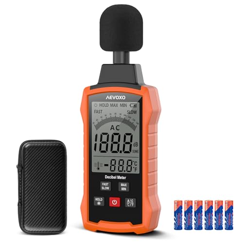 Decibel Meter, Portable Sound Level Meter with A/C Weighted, 30–130dB SPL Noise Detector, Fast/Slow Response, MAX/MIN, dB/SONE Unit, Data Hold, dB Monitor for Audio, Noisy Neighbor, Industrial