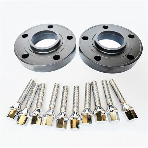 2pcs 5x120 72.6 Hub Centric Bore Car Wheel Spacers + 10pcs 12x1.5 Cone Thread Compatible For BMW E26 E28 E34 E36 E38 E60(20mm black)