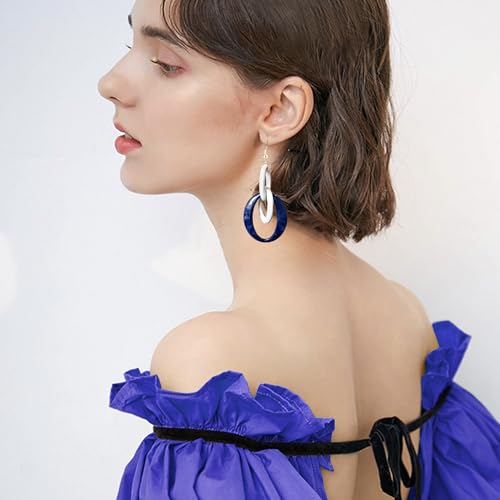 Bohemian Simplicity Acrylic Geometry Oval Circle Dangle Drop Earrings Lightweight Resin Chain Hook Earrings For Women4
