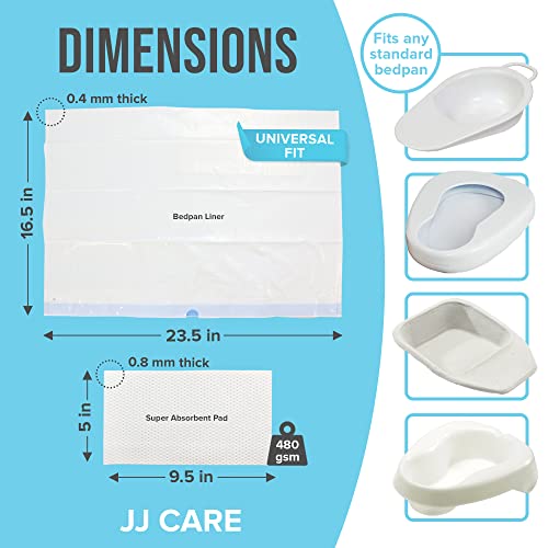Jj Care Bedpan Liners With Super Absorbent Pads (Pack Of 35), Medical Grade & Universal Fit Bed Pan Liners, Disposable & Leak-Proof Portable Toilet Bags, Bed Pan Liner For Elderly #TOP1
