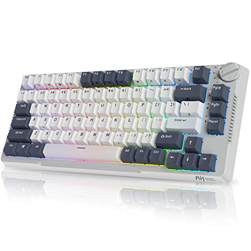 RK ROYAL KLUDGE M65 Wireless Gaming Keyboard with Volume Knob, 60% Hot Swappable Mechanical Keyboard 2.4G/BT/USB-C, Gasket Mount, Battery Display, PBT Keycaps, Hot-Swappable Cream Switch, Bl