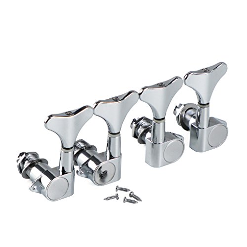 Ikn 2L2R Bass Tuners Machine Heads 2+2 Tuning Pegs Key For 4 Strings Precision Bass/Jazz Bass, Chrome #TOP1
