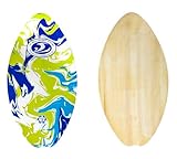 CBC Foot Grabber 36-inch Skimboard with Colored Graphic EVA Grip Pad/Wooden Skim Board with Traction Deck for Kids, Beginners, and Adults All Ages