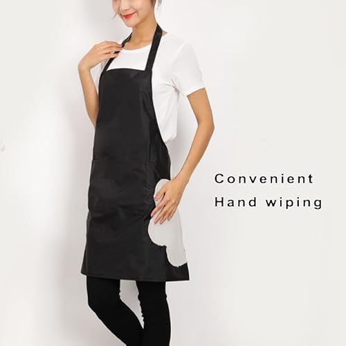 Gembityful Waterproof Apron Oilproof Apron Wipe Hands Apron Pvc Material Apron Big Pocket Apron Black 2 Pack thumb #1