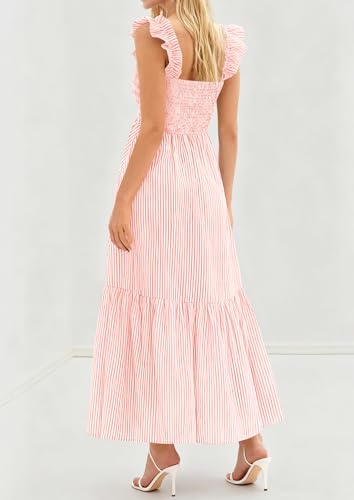 Image of PRETTYGARDEN Women's Summer Dress Casual Ruffle Strap Gingham Midi Sundress