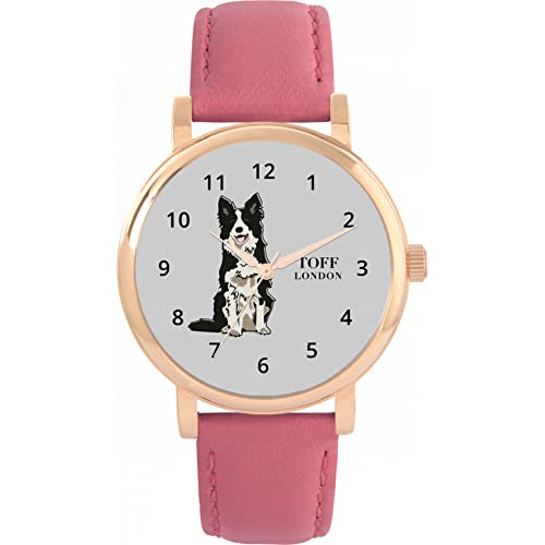 Image of Toff London Ladies Black and White Border Collie Dog Watch