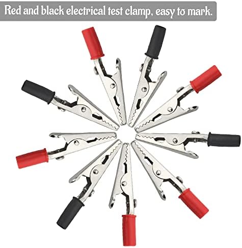 WMYCONGCONG 50 PCS Metal Alligator Clips Electrical Test Clamps with Plastic Hands Red Black Kit