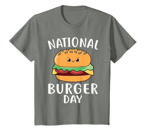National Burger Day Hamburger Cheeseburger T-Shirt, Youth, Olive Heather, 3T