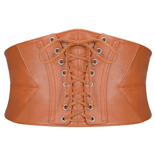 SANSTHS Wide Elastic Lace-up Tied Waspie Belt for Dresses，Corset Waist Belt for Women Halloween Costume