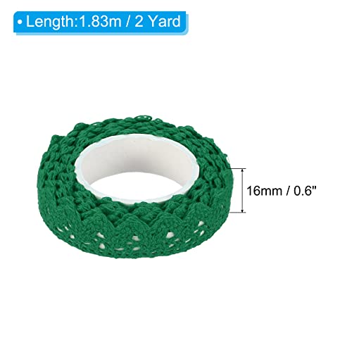 Cinta de encaje autoadhesiva verde oscuro de 1,5 cm de algodón para manualidades, 3 uds. 3