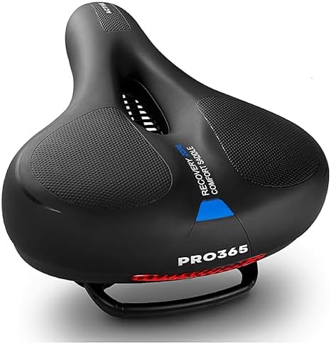 PRO365 Universal Bike Seat | Waterproof Cycle Seat | Wide Long Lasting Memory Foam | Breathable Comfort Saddle | Red Reflective Strip | 1 Year Brand Warranty |