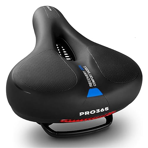 Image of PRO365 Universal Bike Seat | Waterproof Cycle Seat | Wide Long Lasting Memory Foam | Breathable Comfort Saddle | Red Reflective Strip | 1 Year Brand Warranty |