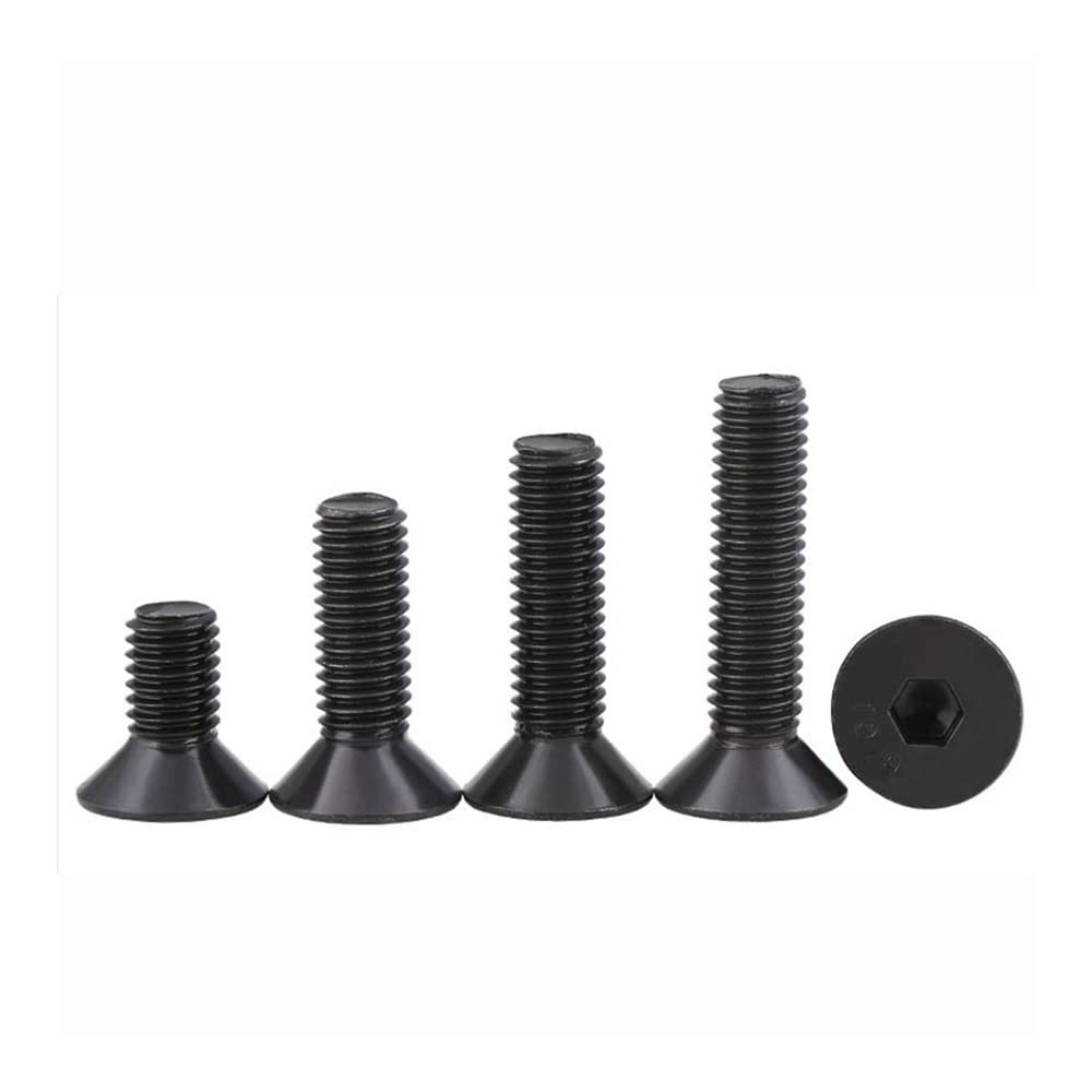 Bolzen, M3-M6 flache Senkkopf-Innensechskantschraube aus legiertem Stahl 12.9, Schwarz(20mm,M4(30pcs))