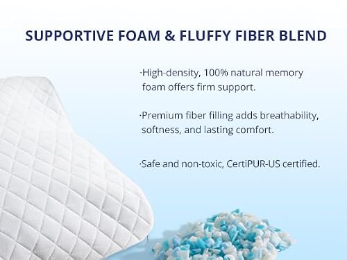 Shredded Memory Foam Pillows, Bed Pillows for Sleeping, Medium Firm Pillows Standard/Queen Size Pillow for Side Back Stomach Sleepers, Neck Support Pillow with Washable Removable Cover (1 Pack) - Thumbnail 4