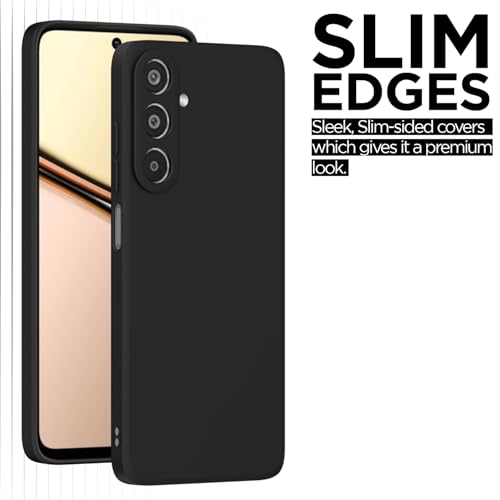 Image of Outlouders Back Cover for Samsung Galaxy M35 5G | Camera Protection | Durable Soft Matte Silicone Bumper Case (Black)