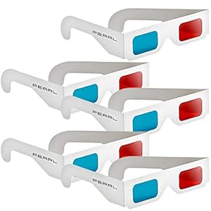 PEARL Anaglyphenbrille 3D-Brillen rot/Cyan 5er-Spar-Paket