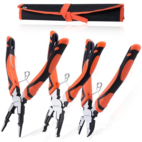 LEONTOOL 3PCS Pliers Set, 6-in-1 Multifunctional Wire Stripper Crimper Cutter