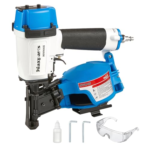 Maxparts Coil Roofing Nailer NVH45 15 Degree 7/8-Inch to 1-3/4-Inch Round Head Coil Nails for Wooden House Roof Building Light Blue Color