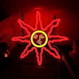 Pinlangdou Dark Neon Sign Sunflower Neon Sign Wall Souls for Game Room Man Cave Art Carving Design Decor Sun Sol for Man Cave, Teens, Boys' Bedrooms and Game Rooms Decor