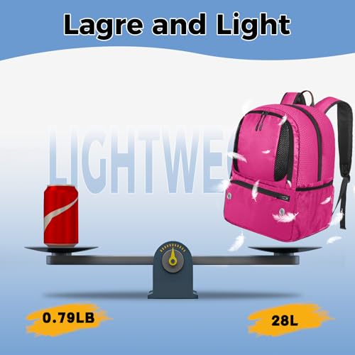 YOREPEK Basketball Backpack for boys, Lightweight Basketball Bag with Ball Holder & Shoes Compartment, Sports Backpack Training Equipment Fit Soccer Volleyball Football, PINK by YOREPEK - Image 3