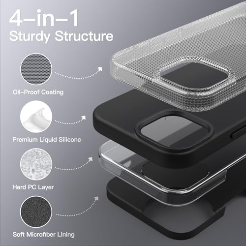 JETech Silicone Case for iPhone 13 Pro Max 6.7-Inch, Silky-Soft Touch Full-Body Protective Phone Case, Shockproof Cover with Microfiber Lining (Black) by JETech - Image 3
