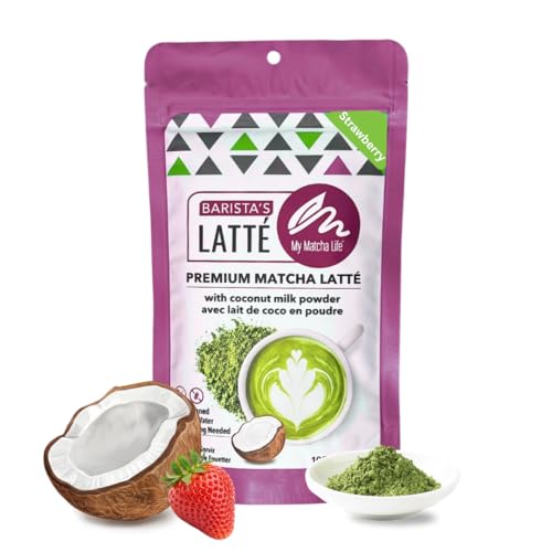 Strawberry Matcha Latte Powder, with Coconut Milk Powder, Vegan, Dairy-Free,