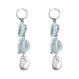 Pendientes colgantes de perlas barrocas de cristal azul mar para mujer, diseño de borla de vacaciones en la playa, joyería colgante de piedra irregular para playa e informal